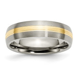 Chisel Titanium Brushed with 14k Gold Inlay 6mm Grooved Band - TB-288A6ADC-3296