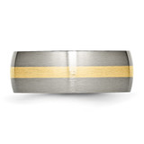 Chisel Titanium Brushed with 14k Gold Inlay 8mm Band - TB-4EBB2B21-7640