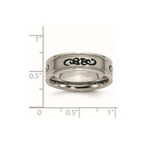 Chisel Titanium Brushed with Black Rubber Design 7mm Ridged Edge Band - TB-40B7D11E-7146