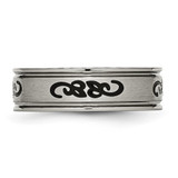 Chisel Titanium Brushed with Black Rubber Design 7mm Ridged Edge Band - TB-44B353A6-5809