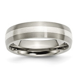 Chisel Titanium Brushed with Sterling Silver Inlay 6mm Band - TB-8A69A12A-3032