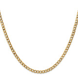 14K 22 inch 3.35mm Semi-Solid Curb with Lobster Clasp Chain
