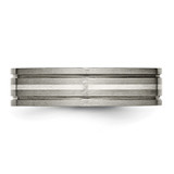 Chisel Titanium Brushed with Sterling Silver Inlay 6mm Grooved Band - TB-93734F42-3953