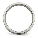 Chisel Titanium Brushed with Sterling Silver Inlay 6mm Grooved Band - TB-E93E7F82-7547