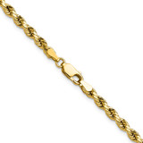 14K 22 inch 3.5mm Semi Solid Diamond-cut Rope with Lobster Clasp Chain