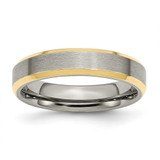 Chisel Titanium Brushed Yellow IP-plated 5mm Beveled Edge Band - TB-D90F6905-9154