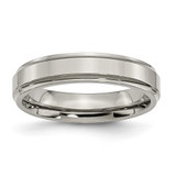 Chisel Titanium Polished 5mm Ridged Edge Band - TB-41009194-7038