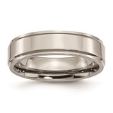 Chisel Titanium Polished 6mm Ridged Edge Band - TB-6DC4CE84-1119