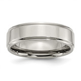 Chisel Titanium Polished 7mm Ridged Edge Band - TB-EACA921A-8241