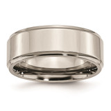 Chisel Titanium Polished 8mm Ridged Edge Band - TB-106B0AC3-5970