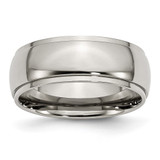 Chisel Titanium Polished 8mm Ridged Edge Band - TB-8D688E8E-9582