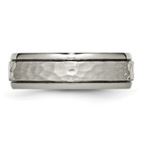 Chisel Titanium Polished and Hammered 7mm Grooved Edge Band - TB-0FF43C07-3793