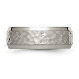 Chisel Titanium Polished and Hammered 8mm Beveled Edge Band - TB-D2CE3780-8314