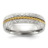 Chisel Titanium Polished and Textured Yellow IP-plated Center 6mm Band - TB-F9ED87E3-7164