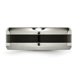 Chisel Titanium Polished Black Enamel 8mm Beveled Edge Band - TB-4C754274-7606