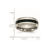 Chisel Titanium Polished Black Enamel 8mm Beveled Edge Band - TB-8DD97477-1417