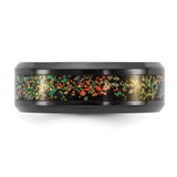 Chisel Titanium Polished Black IP-plated Multi-color Opal Inlay 8mm Band - TB-5D7BA486-8352