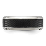 Chisel Titanium Polished Black IP-plated Textured Center 8mm Band - TB-200E8B52-9465