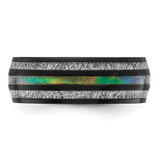 Chisel Titanium Polished Black IP-plated with Abalone and Imitation Meteorite Inlay 8mm Band - TB-481D7113-9782