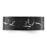 Chisel Titanium Polished Black IP-plated with Black and Silver Foil Inlay 8mm Band - TB-4B5BB902-2702