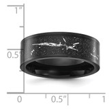 Chisel Titanium Polished Black IP-plated with Black and Silver Foil Inlay 8mm Band - TB-5F7B5D8A-4451