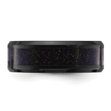 Chisel Titanium Polished Black IP-plated with Blue Star Sandstone Inlay Center 8mm Band - TB-F509D0AD-8970