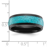 Chisel Titanium Polished Black IP-plated with Imitation Turquoise Inlay 8mm Band - TB-D258727E-8102
