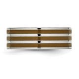 Chisel Titanium Polished Brown Enamel Striped 8mm Flat Band - TB-1887FE19-1591