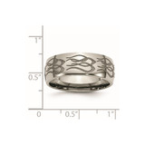 Chisel Titanium Polished Flame Laser Design 8mm Band