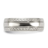 Chisel Titanium Polished Grooved Criss Cross Design 7mm Band - TB-E0C720C0-3877