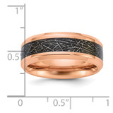 Chisel Titanium Polished Rose IP-plated Synthetic Leather Inlay in Clear Epoxy 8mm Band - TB-64E9DD3A-5638