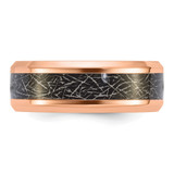 Chisel Titanium Polished Rose IP-plated Synthetic Leather Inlay in Clear Epoxy 8mm Band - TB-E9808F6A-2706