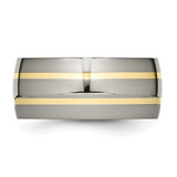 Chisel Titanium Polished with 14k Gold Inlay 10mm Band - TB-89DDEF53-5777