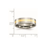 Chisel Titanium Polished with 14k Gold Inlay 6mm Flat Band - TB-F5CFB8D9-9833