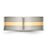 Chisel Titanium Polished with 14k Gold Inlay 8mm Flat Band - TB-442E65F0-8292