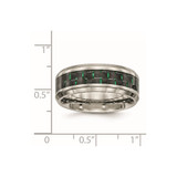 Chisel Titanium Polished with Black and Green Carbon Fiber Inlay 8mm Band - TB-A5B761D3-1179