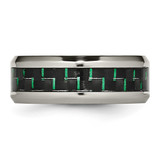 Chisel Titanium Polished with Black and Green Carbon Fiber Inlay 8mm Band - TB-E1792115-4844