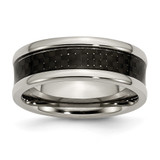 Chisel Titanium Polished with Black Carbon Fiber Inlay 8mm Band - TB-3CAA1A31-5027