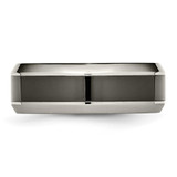 Chisel Titanium Polished with Black Ceramic Center 8mm Beveled Band - TB-CE362B5A-1569