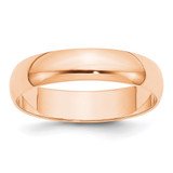 10k Rose Gold 5mm Lightweight Half Round Wedding Band Size 5