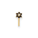 14K 23 Gauge Black & White CZ Flower Nose Post