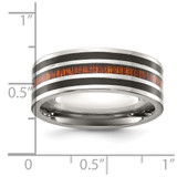 Chisel Titanium Polished with Black Resin and Wood Inlay 8mm Band - TB-9F66FBA5-5601