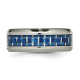 Chisel Titanium Polished with Blue and White Carbon Fiber Inlay 8mm Band - TB-4DD53564-7181