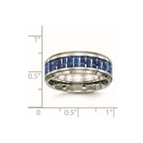Chisel Titanium Polished with Blue and White Carbon Fiber Inlay 8mm Band - TB-81D3C2F1-2463