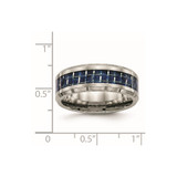 Chisel Titanium Polished with Blue Carbon Fiber Inlay 8mm Beveled Edge Band - TB-006278DF-3346