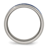 Chisel Titanium Polished with Blue Carbon Fiber Inlay 8mm Beveled Edge Band - TB-316CB175-4177