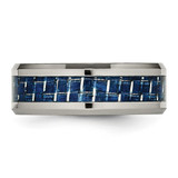 Chisel Titanium Polished with Blue Carbon Fiber Inlay 8mm Beveled Edge Band - TB-406ECBE7-1726