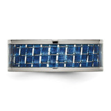 Chisel Titanium Polished with Blue Carbon Fiber Inlay 8mm Flat Band - TB-1A78C83D-4839