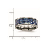 Chisel Titanium Polished with Blue Carbon Fiber Inlay 8mm Flat Band - TB-64C3F776-4765