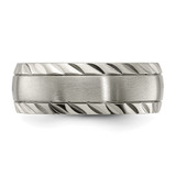 Chisel Titanium Polished with Brushed Center and Grooved Edge 8mm Band - TB-C2315538-6459